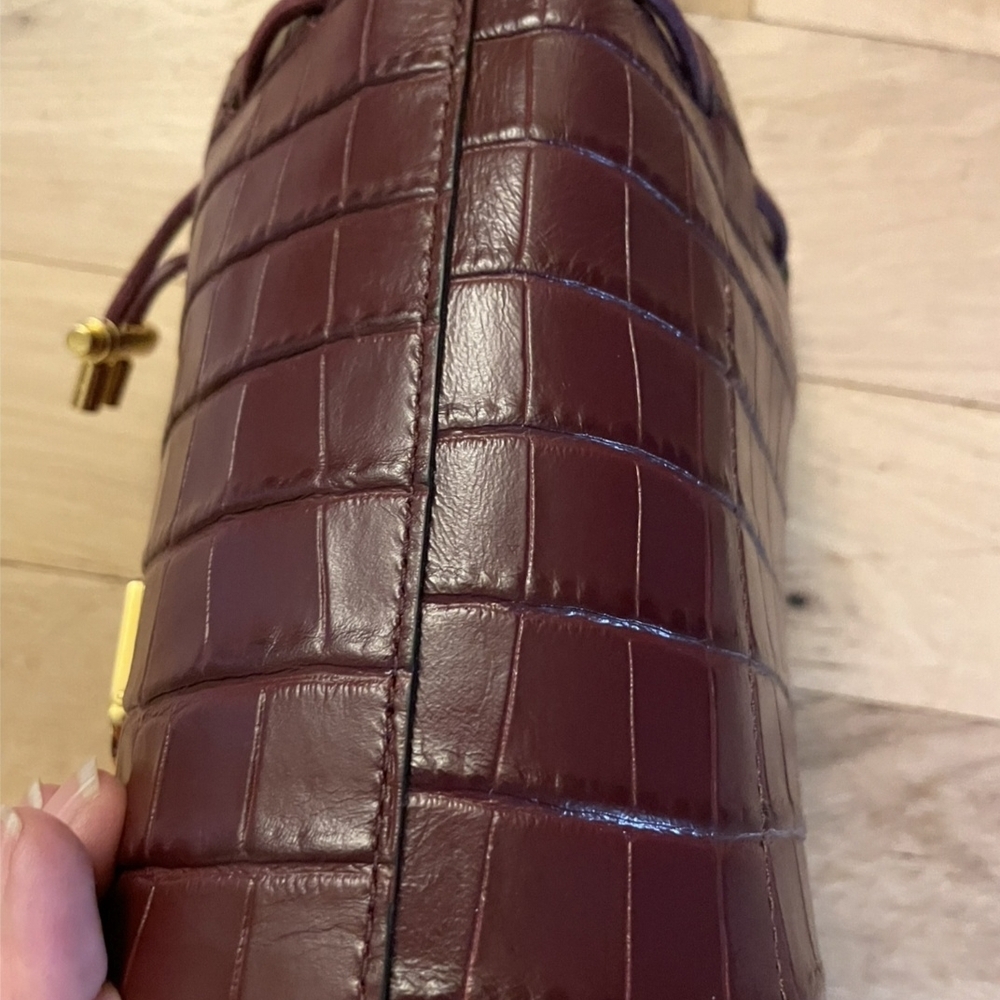 Furla Dark Red Croc-Embossed Shoulder Bag - Picture 5 of 11